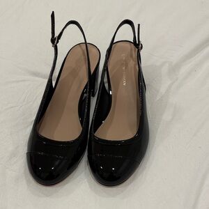 Stuart Weitzman Black Patent Leather Slingback Heels